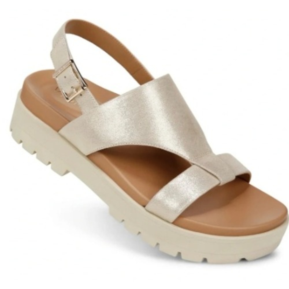Vionic Alondra Lug Sole Metallic Platform Sandal Comfort Cushioned Walking 8.5